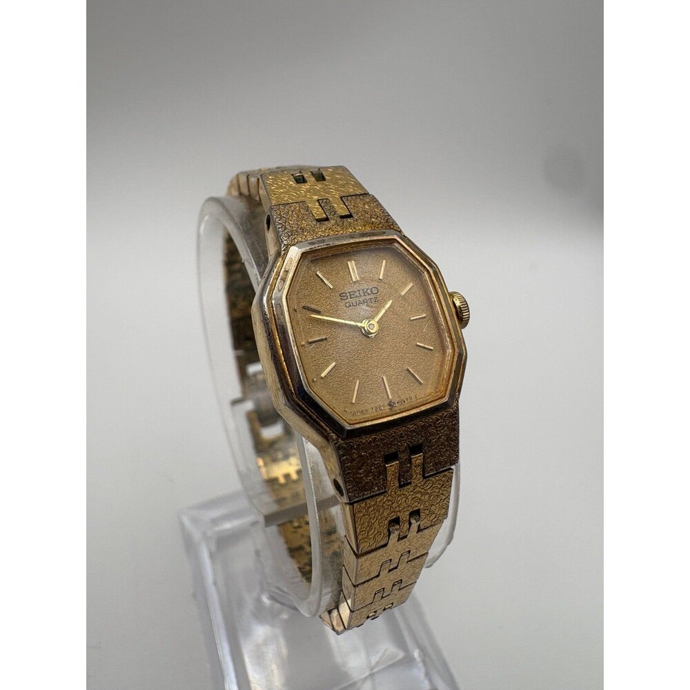 Vintage Seiko Quartz Gold-Tone Textured Watch Cal 7320